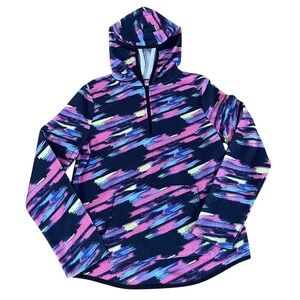 SO Favorite Hoodie Fleece Quarter Zip Brushstroke Pink Blue Yellow Girls Size L
